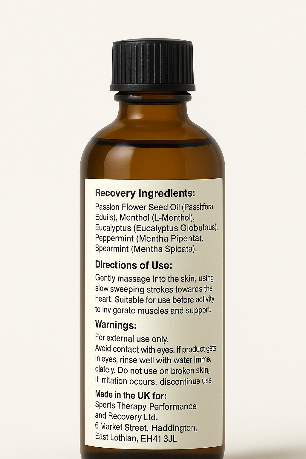 100ml Sports Therapy Recovery Cooling Organic Sports Massage Oil